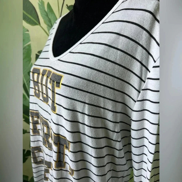 Fifth Sun But First Coffee Striped Graphic Long Sleeve Oversized Top Size M - Picture 4 of 5